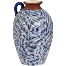 Grecian style blue mosaic vase with handle